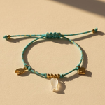 Load image into Gallery viewer, Knotty Bracelet, 18KT Gold Plated Stainless Steel Beach & Fish Charm Threaded Bracelet