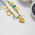 Load image into Gallery viewer, Lagoon Necklace, 18KT Gold Plated Stainless Steel Evil Eye and Bead Charms Thread Necklace