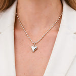 Load image into Gallery viewer, 18KT Gold Plated Stainless Steel Silver Heart Necklace with Beaded Ball Chain for Women, Livvy