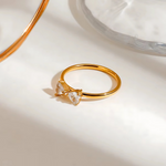 Load image into Gallery viewer, 18KT Gold Plated Set of 3 Stackable Diamond Heart Stainless Steel Waterproof Rings, Lyra