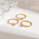 Load image into Gallery viewer, 18KT Gold Plated Set of 3 Stackable Diamond Heart Stainless Steel Waterproof Rings, Lyra