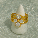 Load image into Gallery viewer, 18KT Gold Plated Set of 3 Stackable Diamond Heart Stainless Steel Waterproof Rings, Lyra