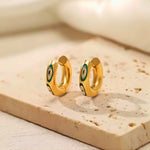 Load image into Gallery viewer, 18KT Gold Plated Stainless Steel Blue Enamel Evil Eye Hoop Earrings for Women, Maja