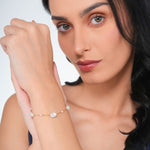 Load image into Gallery viewer, 18 KT Gold Plated Stainless Steel Dainty Rolo Chain Freshwater Pearl Bracelet, Margerie