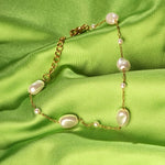Load image into Gallery viewer, 18 KT Gold Plated Stainless Steel Dainty Rolo Chain Freshwater Pearl Bracelet, Margerie