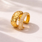Load image into Gallery viewer, 18K Gold plated Chunky Textured & Pave Crystal Stacking Ear Cuff, Mira