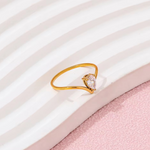 Load image into Gallery viewer, Inaya Modern Festive 18KT Gold Plated Teardrop V Shaped Zircon Finger Ring, Miraya