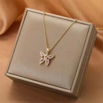 Load image into Gallery viewer, 18KT Gold Plated Pink Butterfly Stainless Steel Waterproof Pendant Necklace, Monarch