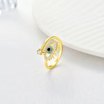 Load image into Gallery viewer, 18KT Gold Plated Stainless Steel Evil Eye Adjustable Ring, Nyra