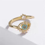 Load image into Gallery viewer, 18KT Gold Plated Stainless Steel Evil Eye Adjustable Ring, Nyra