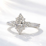 Load image into Gallery viewer, Vintage Marquise-Cut Crystal Halo Ring, Odette