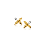 Load image into Gallery viewer, 18KT Gold Plated Two Tone Metallic Petal Drop Earrings, Orla