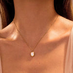 Load image into Gallery viewer, 18KT Gold Plated Stainless Steel Contemporary Oval Pearl Inlay Pendant Necklace, Portia