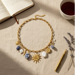 Load image into Gallery viewer, Rainbow Necklace, 18KT Gold Plated Stainless Steel Ceramic Ocean Style Sun Pendant Charm Necklace