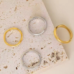 Load image into Gallery viewer, Inaya Modern Festive 18KT Gold Plated Hammered Irregular Stackable Finger Rings, Reisha