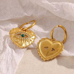 Load image into Gallery viewer, 18K Gold Plated Heart Evil Eye Hoop Earrings with Malachite, Rhea