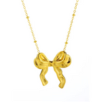 Load image into Gallery viewer, 18KT Gold Plated Rolo Chain & Statement Bow Stainless Steel Waterproof Pendant Necklace, Rosa