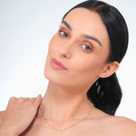 Load image into Gallery viewer, 18 KT Gold Plated Set of 2 Stainless Steel Dainty White Rolo Bead Necklace & Bracelet, Talia & Gretchen