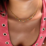 Load image into Gallery viewer, Trinket Necklace, 18KT Gold Plated Stainless Steel Star and Aquamarine Charm Trinket Necklace