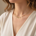 Load image into Gallery viewer, Trinket Necklace, 18KT Gold Plated Stainless Steel Star and Aquamarine Charm Trinket Necklace