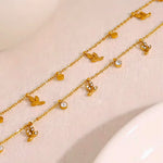 Load image into Gallery viewer, 18KT Gold Plated Leaf and Flower Diamond Choker Stainless Steel Waterproof Necklace, Tulip
