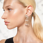 Load image into Gallery viewer, 18KT Gold Plated Crystal Waterfall Dangle Earrings, Zoya