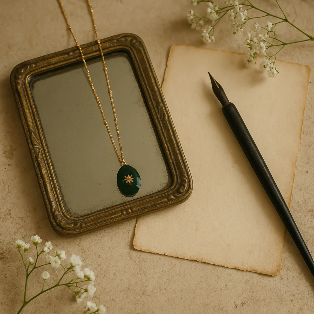 18kt Gold Plated White Stone Flower Inlaid Necklace, Jane