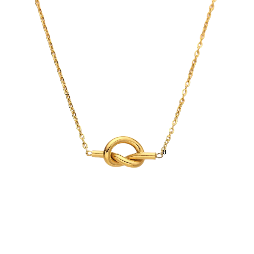 18kt Gold Plated Simple Heart knot Collarbone Chain Necklace, Lily