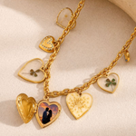 Load image into Gallery viewer, 18K Gold plated Multi Charm Vintage Heart Necklace, Seraphina