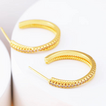 Load image into Gallery viewer, 18kt Gold Plated Dual Bar Cubic Zirconia Studded Statement Hoops, Aria