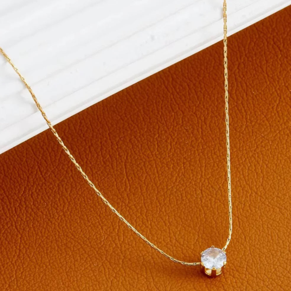 18kt Gold Plated Minimal Diamond Snake Chain Necklace, Nova