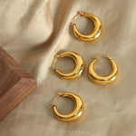 Load image into Gallery viewer, 18kt Gold Plated U Shaped Chunky Hoop Earrings, Ballerina