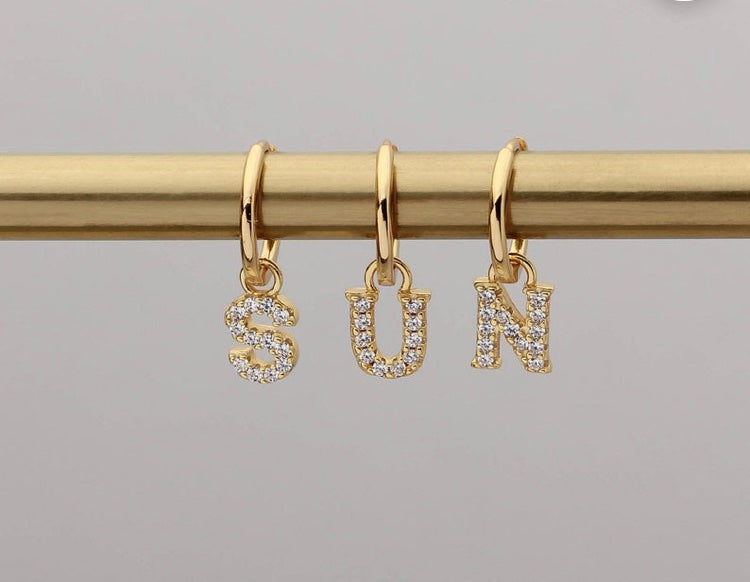 Diamond Initial huggies - Inaya Accessories