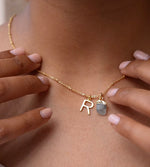 Load image into Gallery viewer, Personalised Topaz Initial Rolo Necklace - Inaya Accessories