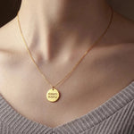 Load image into Gallery viewer, 14kt Gold Plated Message/Fingerprint Round Charm Necklace - Inaya Accessories