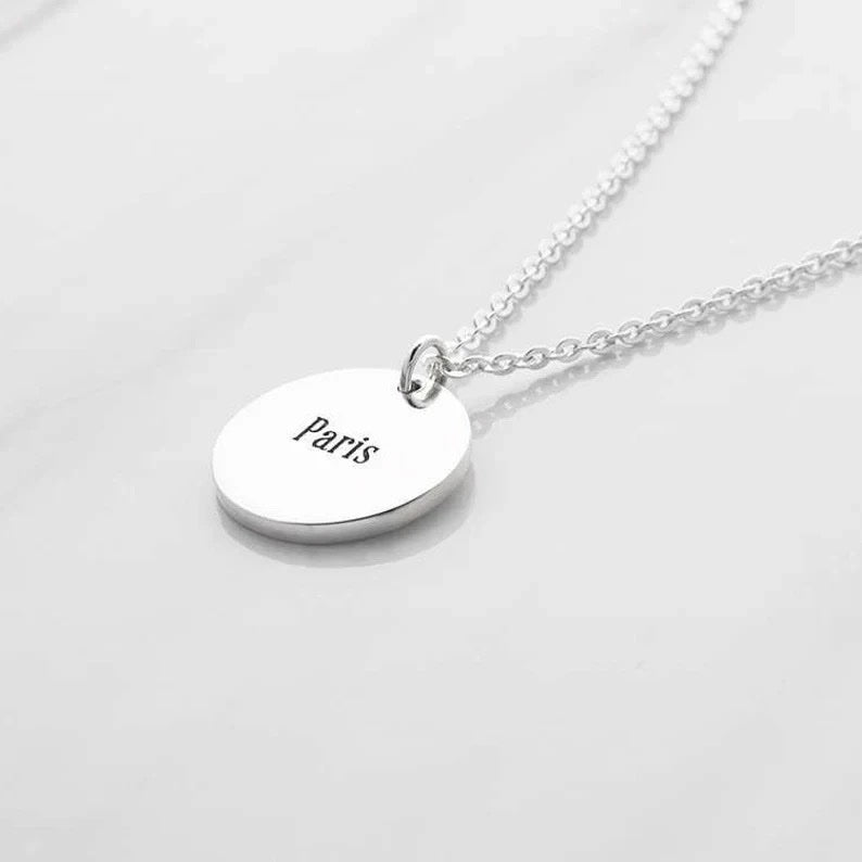 14kt Gold Plated Message/Fingerprint Round Charm Necklace - Inaya Accessories