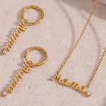 Load image into Gallery viewer, 22KT Gold Plated Custom Mama Necklace and Earrings - Inaya Accessories