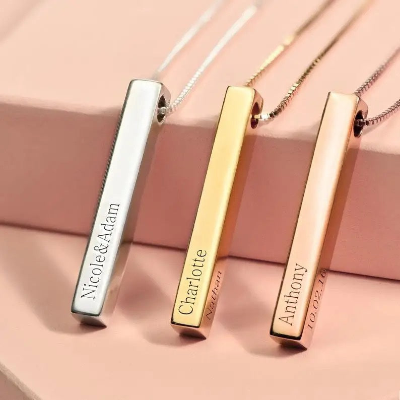 22KT Gold Plated Memory Bar Necklace - Inaya Accessories