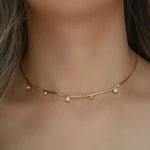 Load image into Gallery viewer, 18 kt Snake Chain with Zircons, Avery - Inaya Accessories
