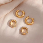 Load image into Gallery viewer, 18KT Gold Plated Zircon Insert Huggies, Pritika - Inaya Accessories