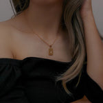 Load image into Gallery viewer, 18KT Gold Plated Rectangle Zirconia Necklace, Maria - Inaya Accessories