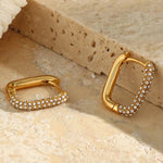 Load image into Gallery viewer, 18 Kt Gold Plated Zircon Box Earrings, Maitri - Inaya Accessories