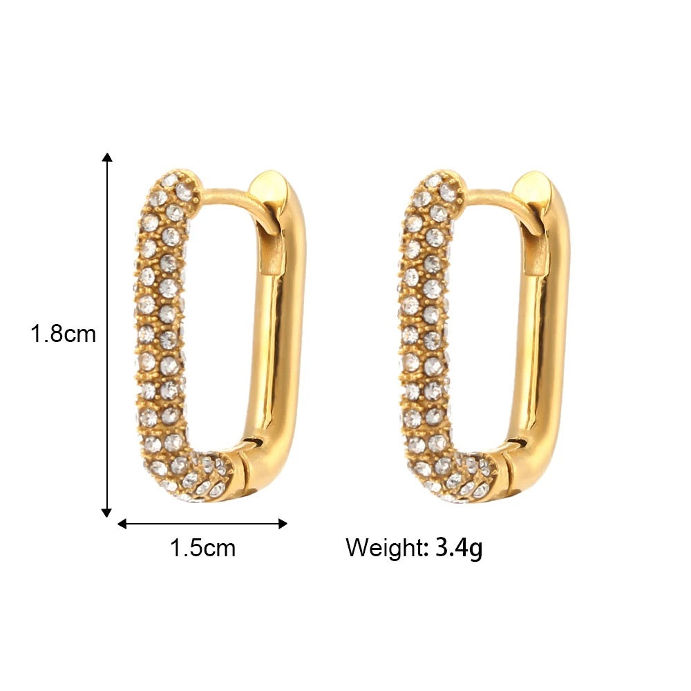 18 Kt Gold Plated Zircon Box Earrings, Maitri - Inaya Accessories