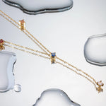 Load image into Gallery viewer, 18kt Gold Plated Colorful Cubic Zirconia Y Chain Necklace, Lorelai Gilmore
