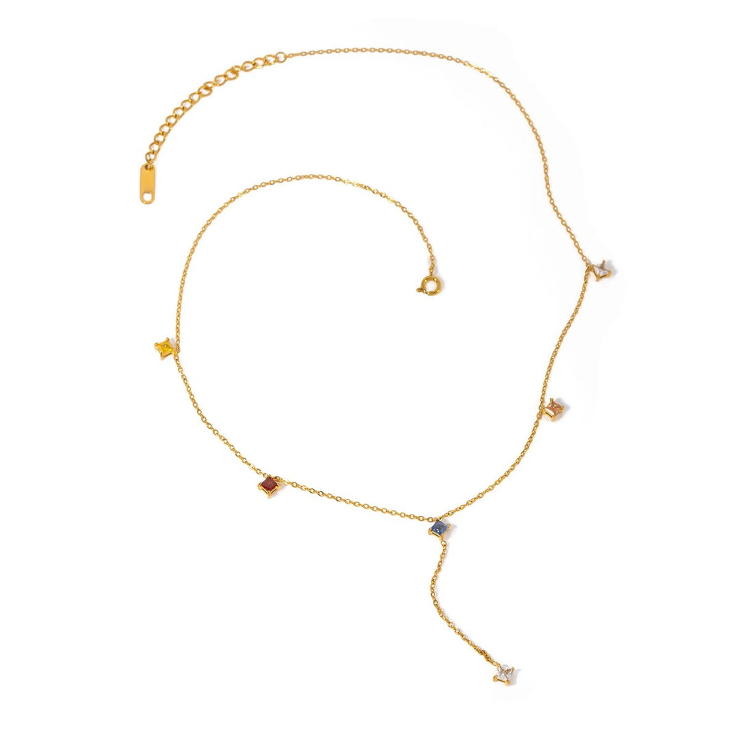 18kt Gold Plated Colorful Cubic Zirconia Y Chain Necklace, Lorelai Gilmore