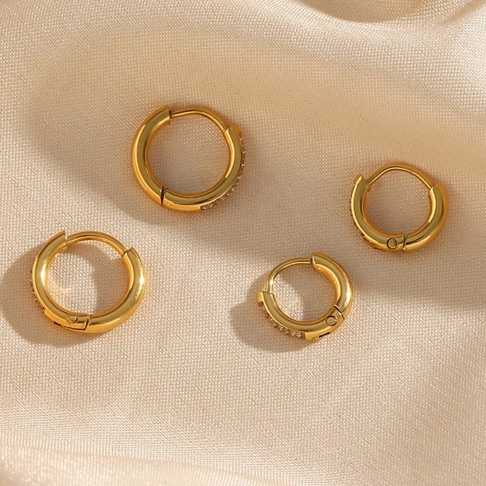 18 KT Gold Plated Dainty Piercing Huggies, Pari - Inaya Accessories