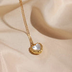 Load image into Gallery viewer, 18 KT Gold Plated Dainty Shell Heart necklace, Trupti - Inaya Accessories
