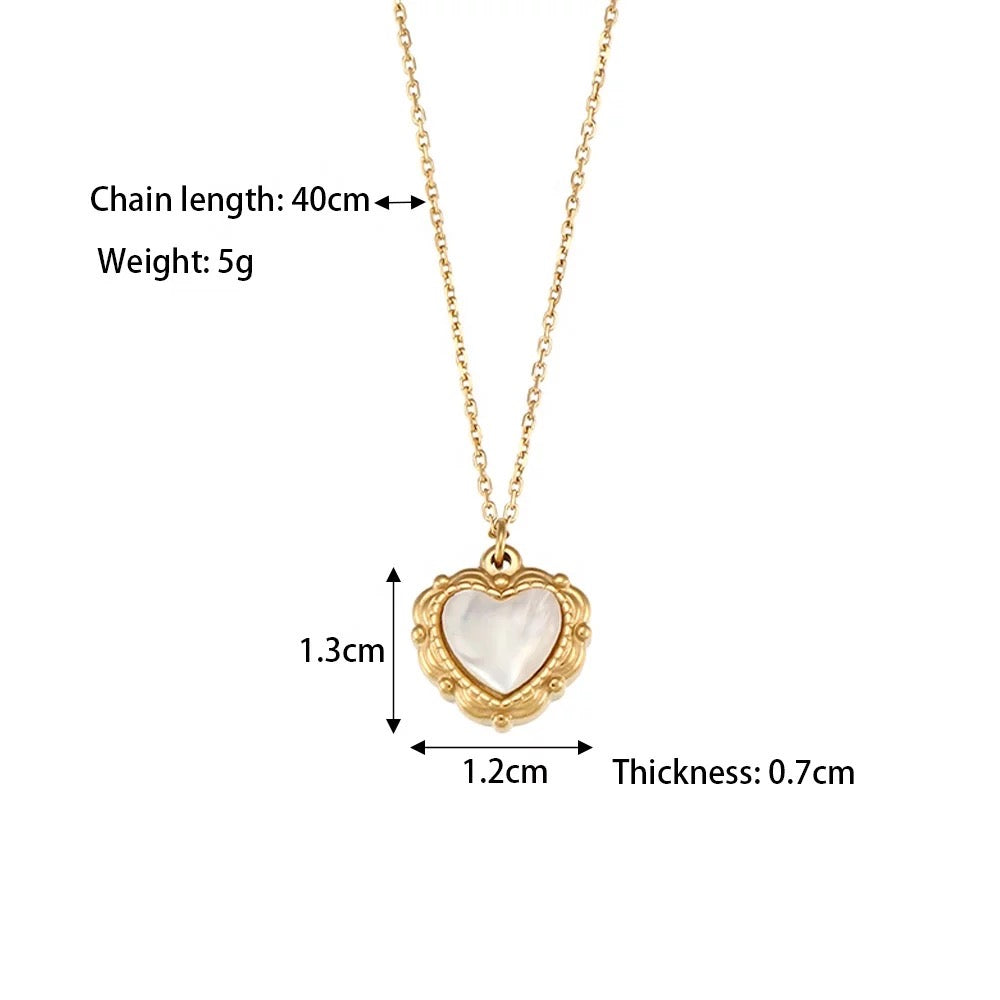 18 KT Gold Plated Dainty Shell Heart necklace, Trupti - Inaya Accessories