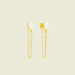 Load image into Gallery viewer, 18KT Gold Plated Dainty Zircon Studded Droplet Hanging Chain Stainless Steel Waterproof Earrings, Breeze
