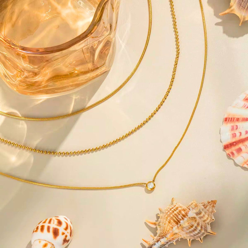 18K Gold Plated Dainty Layered Necklace, Dua